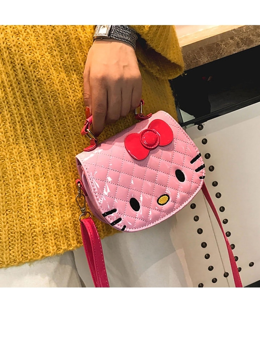 Pink Hello Kitty Face Crossbody Bag - Picture 4 of 5